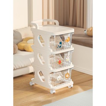 星兔小推車辦公桌下收納架臥室床邊柜子分層架零食玩具帶輪置物架