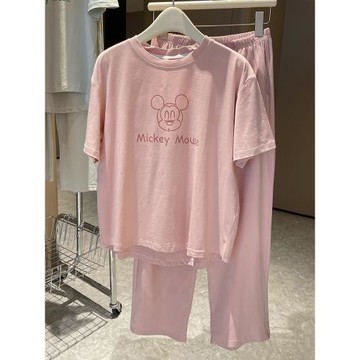 短袖長褲睡衣女夏季純棉薄款兩件套夏天休閑寬松家居服套裝可外穿