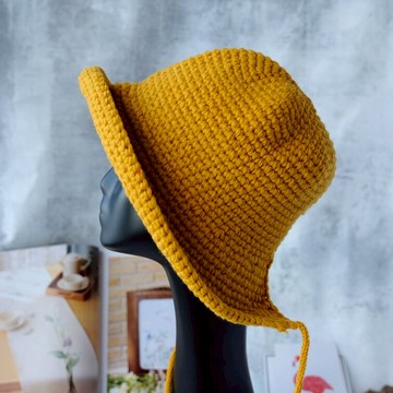 秋冬保暖蘿莉帽女多色百搭鄉村風粗棉線親子帽1入