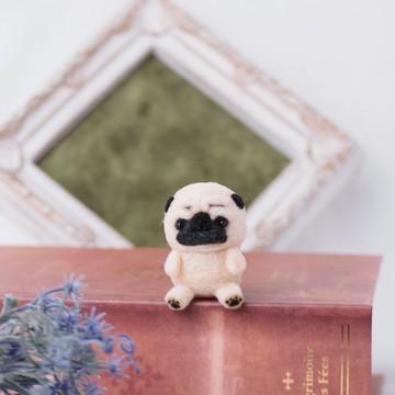 玩偶風格眉毛哈巴狗 (電話哈巴狗・黑哈巴狗) 羊毛氈