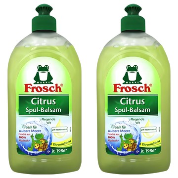 Frosch 德國小綠蛙 柑橘洗碗精 植物清潔成分 強效清潔污垢  500ml  2瓶