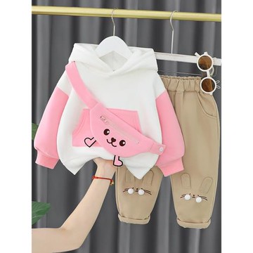 女寶寶加絨套裝洋氣1歲嬰兒秋冬季小童裝3兒童衣服女童冬裝兩件套