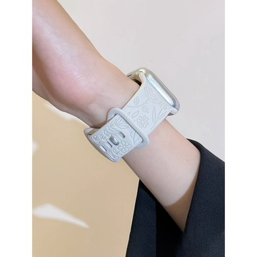 《台灣出貨》多色可選 適用 APPLE WATCH 薰衣草壓紋錶帶 矽膠錶帶 S11 S10 SE3 46mm 女士錶帶