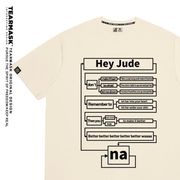 hey jude t恤男女甲殼蟲樂隊The Beatles歌詞短袖衣服披頭士周邊