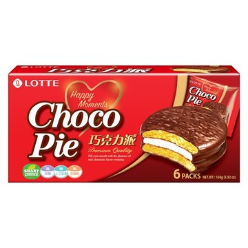 LOTTE 樂天巧克力派 Set 6顆 蛋糕體扎實柔軟 口感豐富 內層夾入美味棉花糖 外層裹上香濃巧克力  168g  1盒