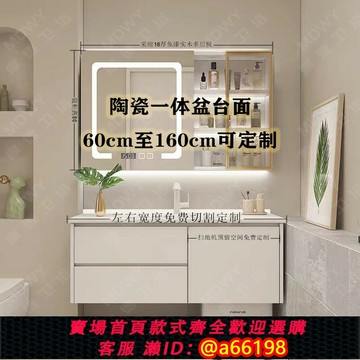 【台灣公司 可開發票】掃地基站收納浴室柜現代簡約北歐風18厚多層防潮儲物一體式陶瓷盆