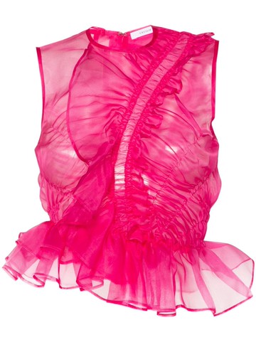 Cecilie Bahnsen - Geo ruffled organza top - women - Silk - 16 - Pink