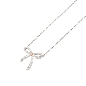Tiffany & Co 蒂芬妮 Bow Ribbon 項鍊 PT950鉑金 鑽石 【二手名牌BRAND OFF】