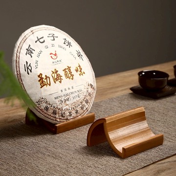 竹制茶餅架純手工制作手機平板支架底座辦公室名片置物架定制LOGO