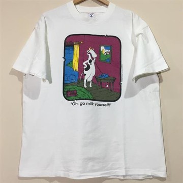 日系卡通奶牛cec短袖ins高街超火潮流落肩oversize男女情侶款T恤