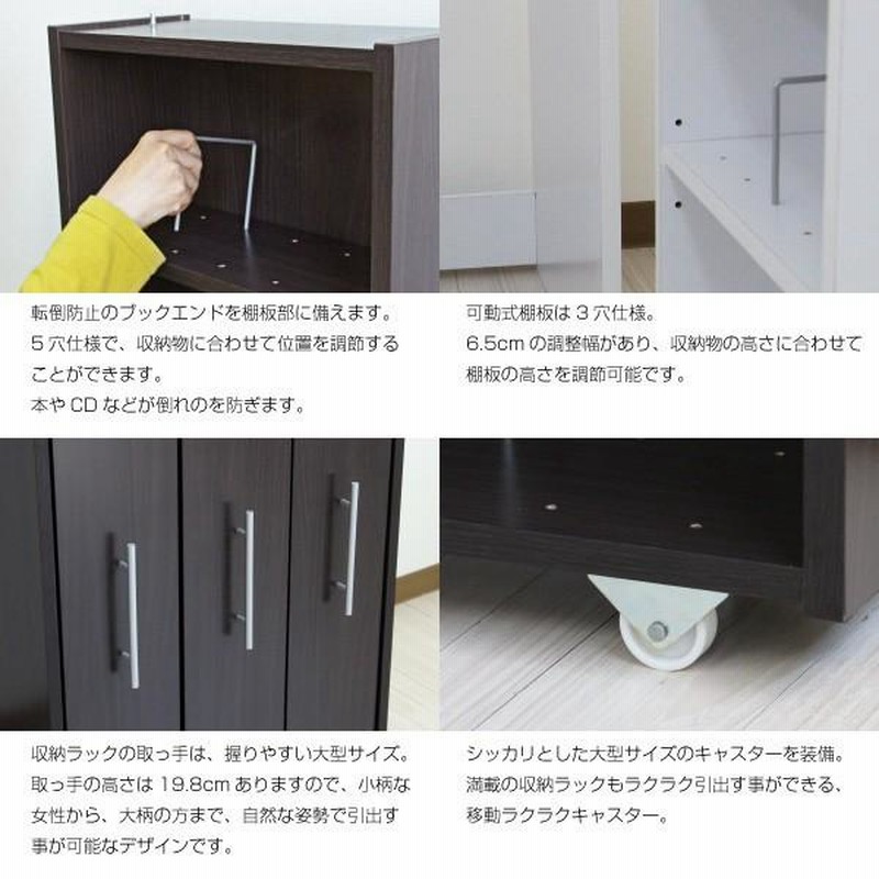 スリムラック 3連 ロータイプ 本棚 薄型 スライド コミック収納 DVD ...