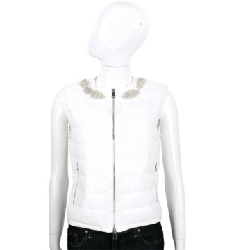 ERMANNO SCERVINO 白色領口鑽飾拉鍊背心