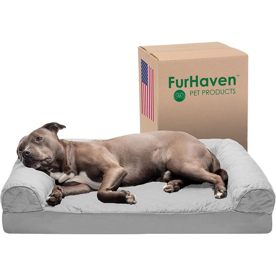 Furhaven Large Orthopedic Dog Bed Quilted Sofa-Style w Removable