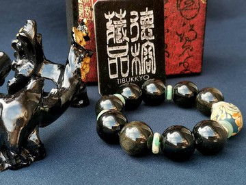 原礦金曜石 14mm 黑曜石客製化串珠設計 手創工藝品手鍊手環 飾品