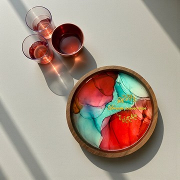 酒精墨水藝術胡桃木杯墊