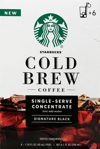 Starbucks Cold Brew Single Serve Concentrate Signature Black 6 Pods