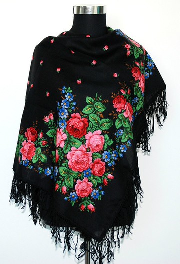 正宗 Павло́во Поса́д 俄羅斯披肩圍巾 柔軟 100% 羊毛 89x89 公分 1317-18