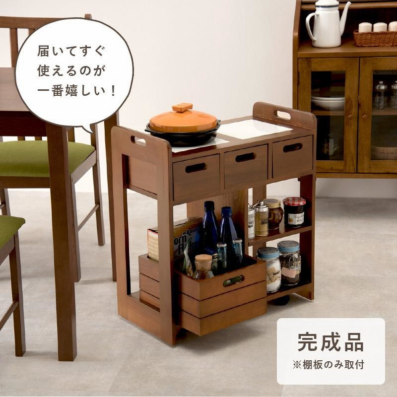 希少】森のサーカス 木製キッチンワゴン タイルトップ ショップ