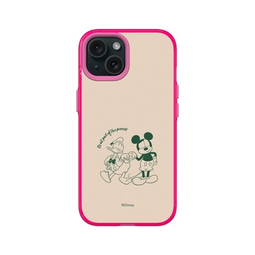 iPhone 15 Clear 粉漾桃 - 迪士尼-米奇 Mickey - 米奇與唐老鴨 - 碰拳