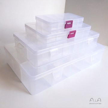 懶貓diy💎 多格零件配件散珠盒透明塑料收納盒可拆卸分類格子飾品配飾整理盒