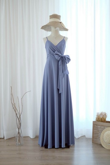 長禮服，藍，灰色，伴娘禮服，新娘禮服，舞會禮服