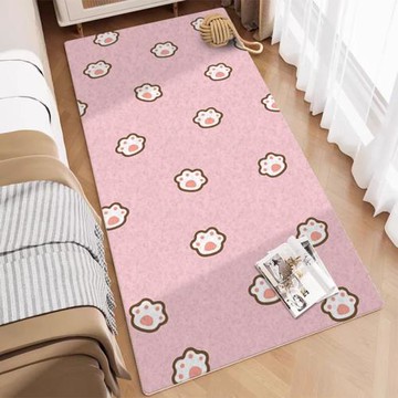 粉色卡通少女臥室床邊毯房間陽臺ins可愛仿羊絨毛絨地墊腳墊代發