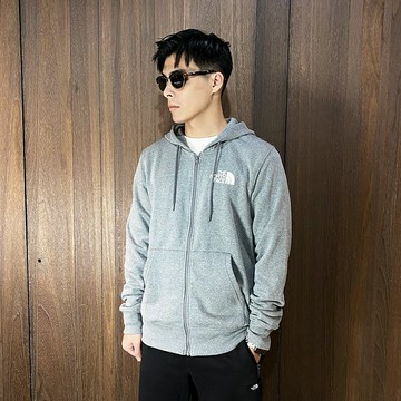 美國百分百【全新真品】THE NORTH FACE 連帽外套 刷毛 棉質 TNF 夾克 logo 灰色 DB48