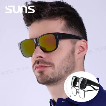 【SUNS】休閒偏光太陽眼鏡 經典霧黑紅水銀 超輕量 抗藍光+抗UV400/防眩光/可單戴/可套式