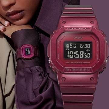 CASIO 卡西歐 G-SHOCK 勃根地酒紅系列 方形電子手錶 新春開運 送禮首選 GMD-S5600RB-4