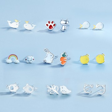 925純銀耳釘女2021年新款潮2022耳飾小眾設計可愛兒童節兔子耳環