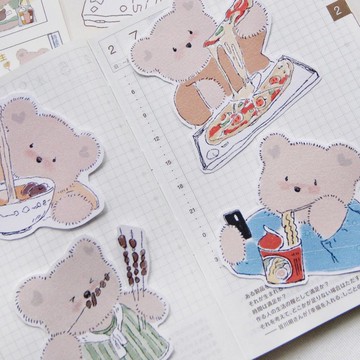 宵夜小熊 鹽系可愛百搭手帳異形便簽 40枚