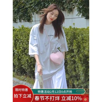 明星劉雯同款寬松版白色簡約字母t恤短袖女夏季韓系慵懶風上衣服