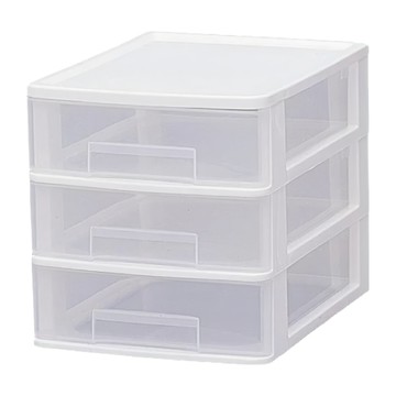 IRIS OHYAMA 愛麗思歐雅瑪 桌上型收納盒 ET-430 寬26cm  白色  3層  1個