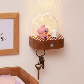【卡娜赫拉的小動物】P助與粉紅兔兔星空 壁掛 感應燈 夜燈 鑰匙收納 Wooderful life｜知音文創