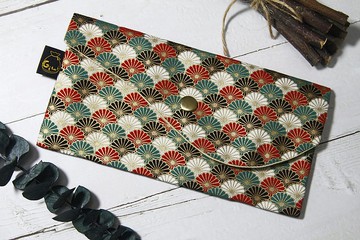 【Gi LAI】10*20Cm開運紅包袋 存摺袋-金邊日式菊紋