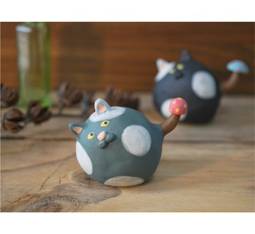 蘑菇貓 Mushroom 陶偶 戒台