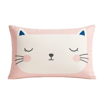shez Home ChaCha系列 超細纖維動物造型枕頭套 含枕芯  30 x 50cm  粉底貓咪款