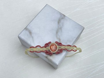 221130 Macrame 南美蠟線 金草苺晶 手鍊