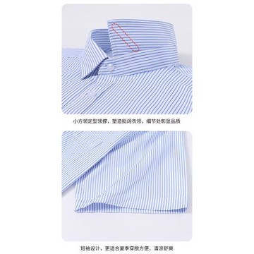 CS夏季中年男士純棉短袖襯衫商務休閑寬松條紋襯衣薄款寸衫加大碼