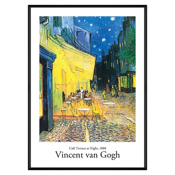 菠蘿選畫所 梵谷 夜晚的咖啡館露台I AVAR3407B  黑色  40 x 30cm