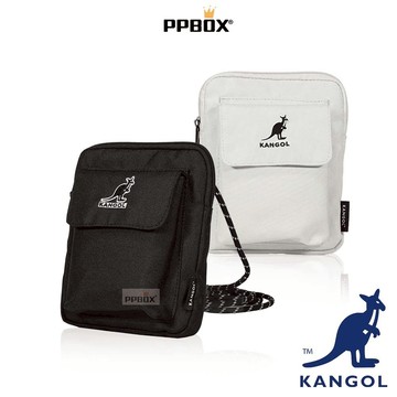 KANGOL 袋鼠 抽繩背帶 口袋包 側背包【65551781】時尚 包包 斜背包 防潑水 護照包 平價包 日韓穿搭