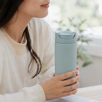 【孔雀Peacock】450ml 不鏽鋼保溫杯 (旋蓋即飲) 微笑馬克-清晨灰