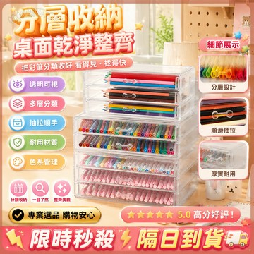 ✨爆款推薦 桌面收納盒 透明抽屜式收納櫃 壓克力文具盒 彩筆收納架 辦公桌雜物整理盒 化妝品收納 多層組合選