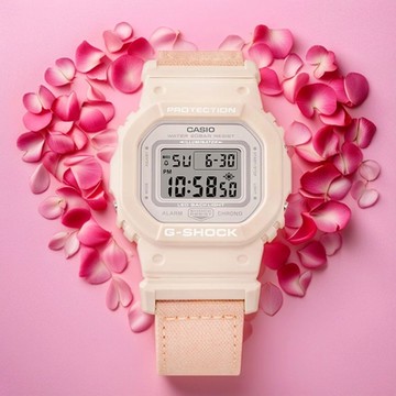 CASIO 卡西歐 G-SHOCK 自然系列 櫻花粉 布質錶帶方型女錶 1212購物節 送禮推薦 GMD-S5600CT-4