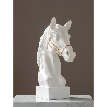 輕奢馬擺件北歐馬頭雕塑裝飾客廳辦公室創意駿馬玄關酒柜書架擺設