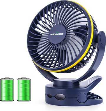 【日本代購】KEYNICE usb風扇桌面風扇夾子充電式迷你風扇超強風靜音風量4檔調節360度角度調整長時間連續使用帶LED燈功能藏青色