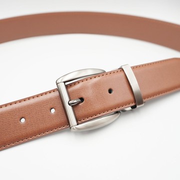 棕色木紋質感真皮皮帶 35mm 經典百搭 黑色 / 白色髮絲紋帶扣