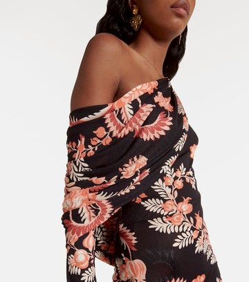 Etro Floral draped asymmetric midi dress