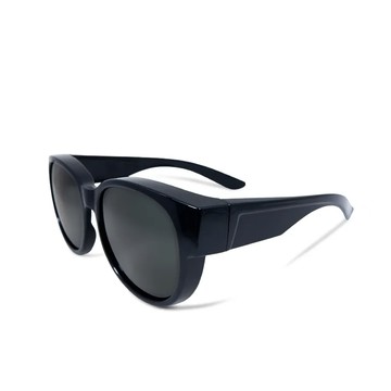 ALEGANT - 時尚象灰色圓框全罩式偏光墨鏡│外掛式UV400太陽眼鏡包覆套鏡│車用太陽眼鏡│近視可戴外掛寶麗...