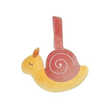 miYim 吊掛娃娃 啾啾小蝸 有機棉短毛 不致敏 啾啾聲吸引寶寶注意 安全魔鬼氈 隨意吊掛 攜帶方便 可訓練抓握能力 五感發展  18cm  15cm  1個